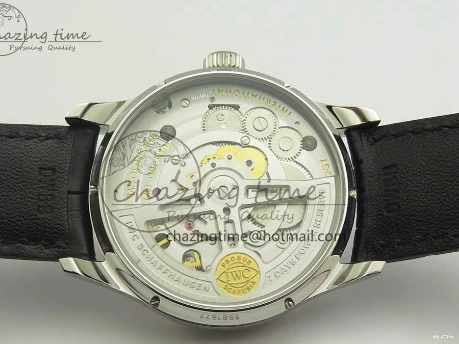 MIROTIME 0426 Upgraded Portuguese Flying Tourbillon SS White Dial 2 Sub Dials on Black Leather Strap 7161
